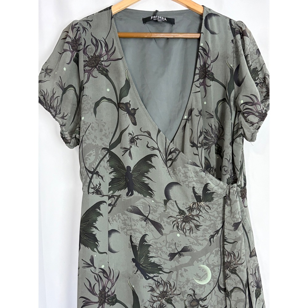Disturbia Gloriana Floral Fairy Print Chiffon Midaxi Wrap Dress US 12 NEW Witchy - Picture 5 of 11